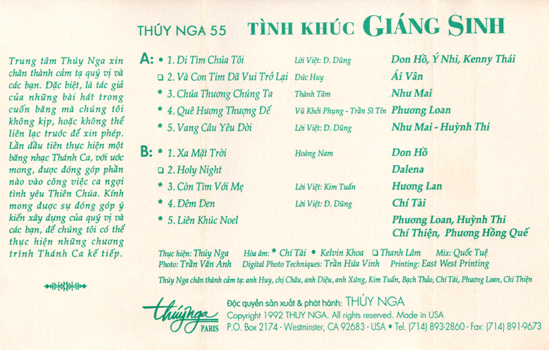 Tape Thúy Nga 55 - Tình Khúc Giáng Sinh