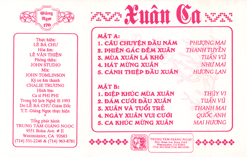 Tape Giáng Ngọc 170 - Xuân Ca