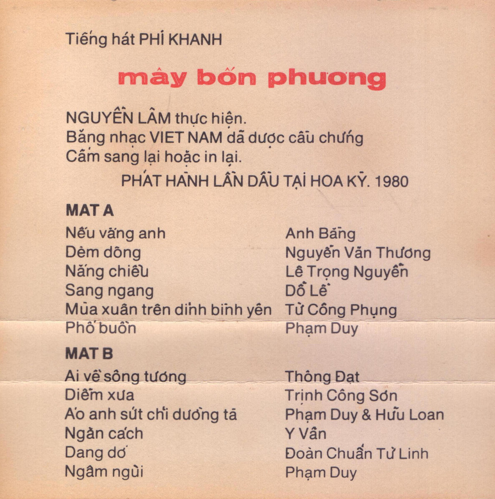 Tape Mây Bốn Phương - Phi Khanh - Tình Yêu Dang Dở