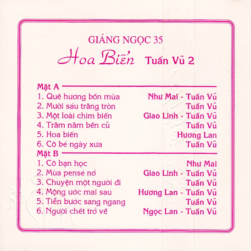 Tape Giáng Ngọc 35 - Hoa Biển