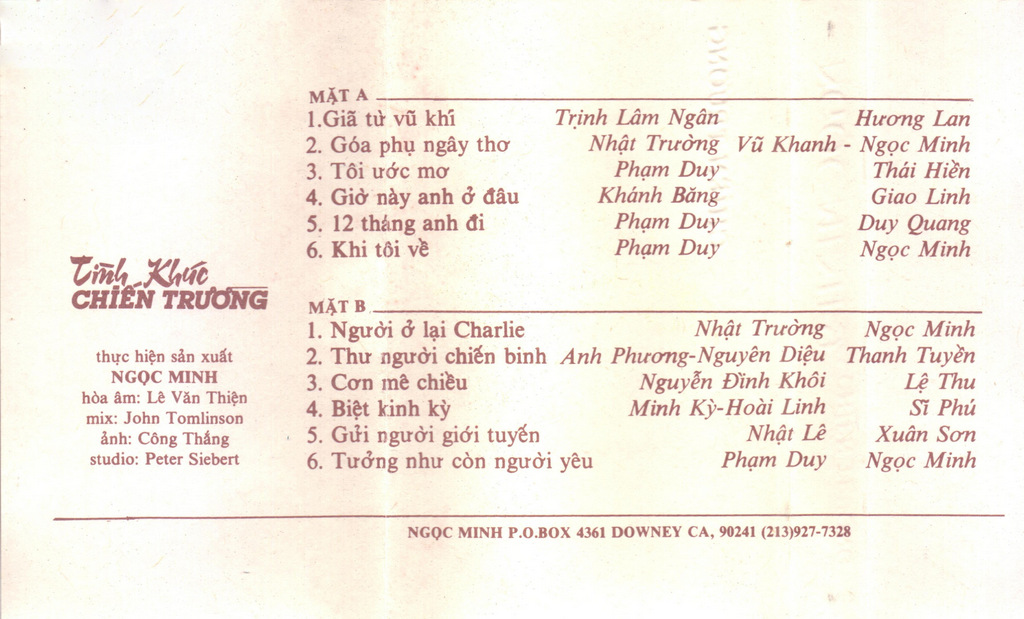Tape Ngọc Minh 09 - Tình Khúc Chiến Trường