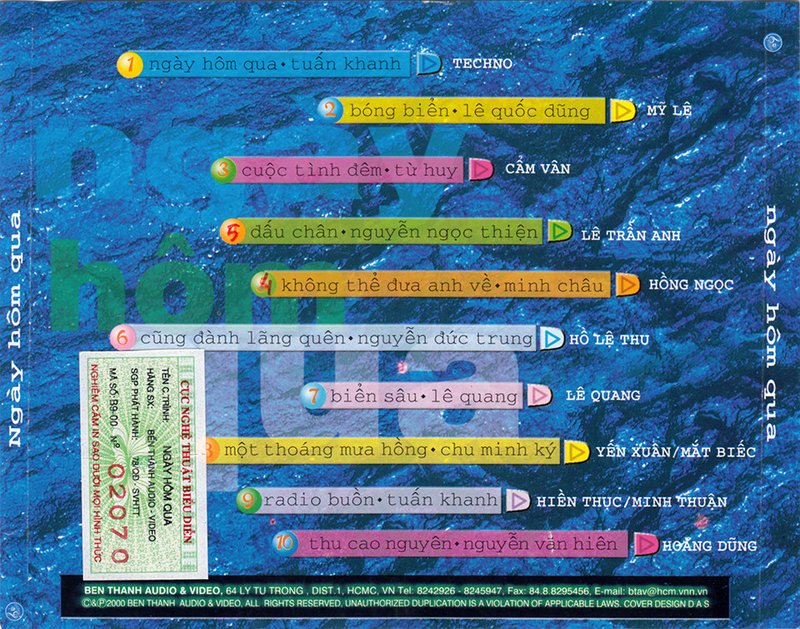 Biển Tình CD - Ngày Hôm Qua