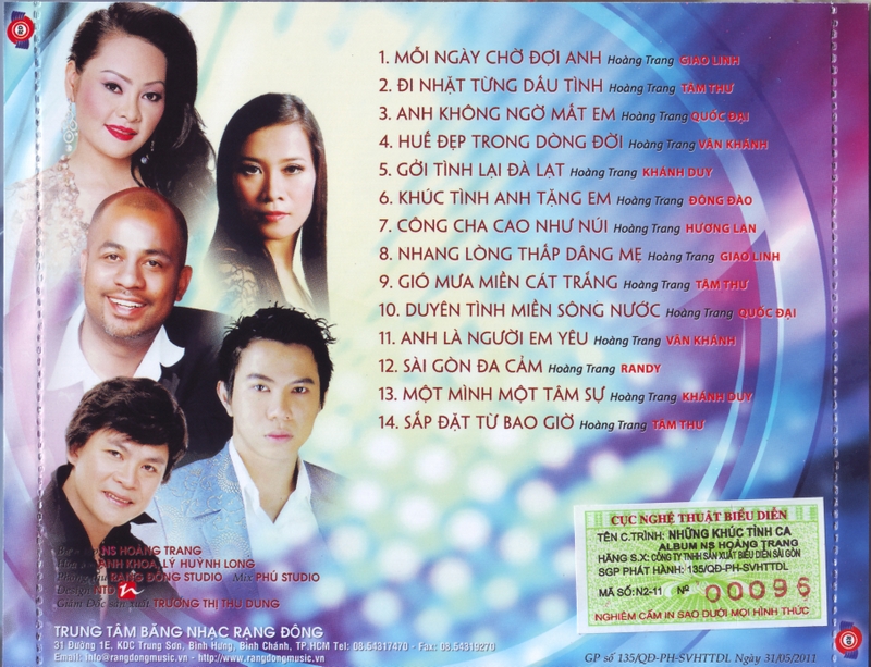 Rạng Đông CD - Những Khúc Tình Ca Nhạc Sĩ Hoàng Trang