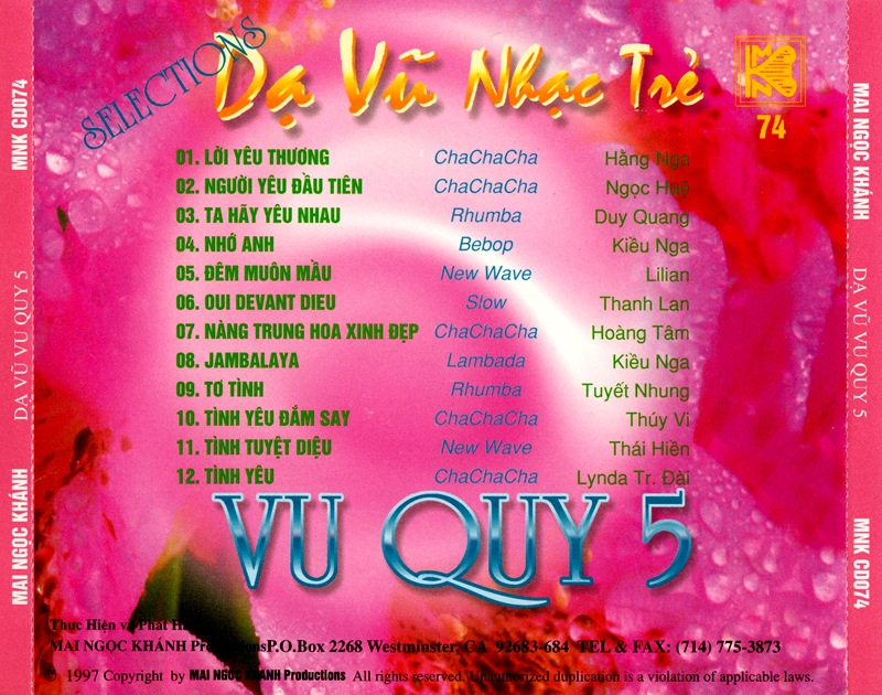 Mai Ngọc Khánh CD074 - Dạ Vũ Vu Quy 5 - Nhạc Trẻ