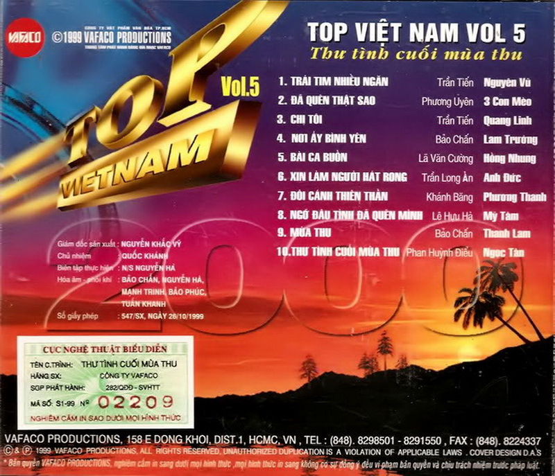 Vafaco CD - TopTen 5 - Thư Tình Cuối Mùa Thu