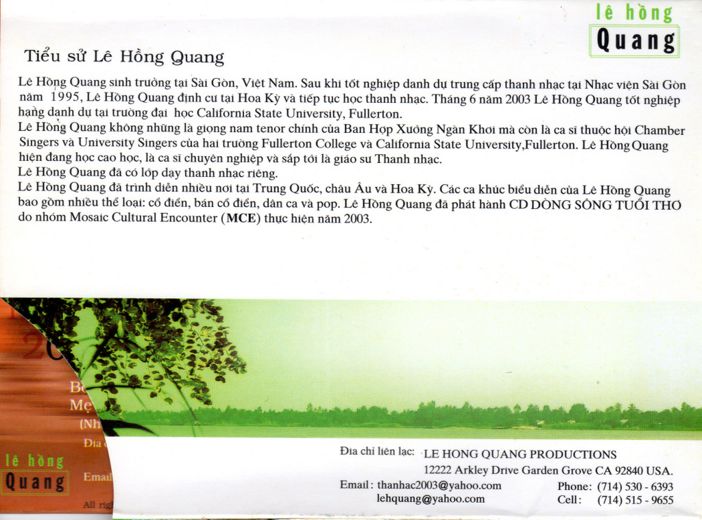 Lê Hồng Quang CD - Trong Miền Ký Ức