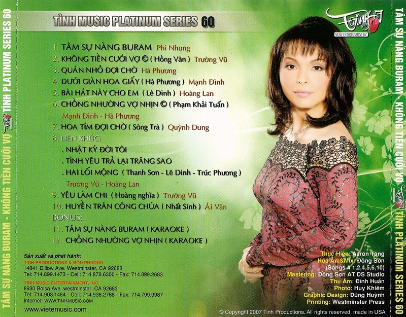 Tình Platinum CD060 -Tâm Sự Nàng Buram - Không Tiền Cưới Vợ