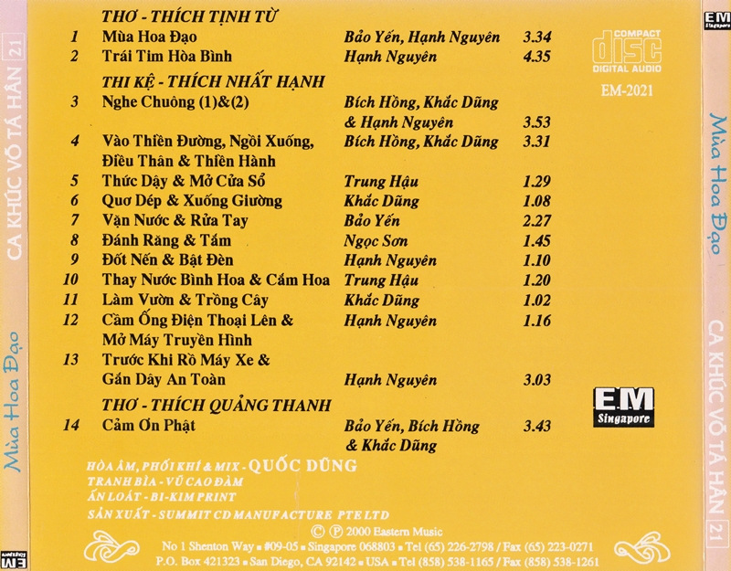 Eastern CD - Ca Khúc Võ Tá Hân 21 - Mùa Hoa Đạo