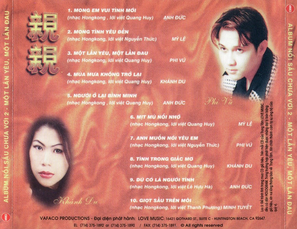 Vafaco CD - Nỗi Sầu Chưa Vơi Vol 2 - Một Lần Yêu, Một Lần Đau