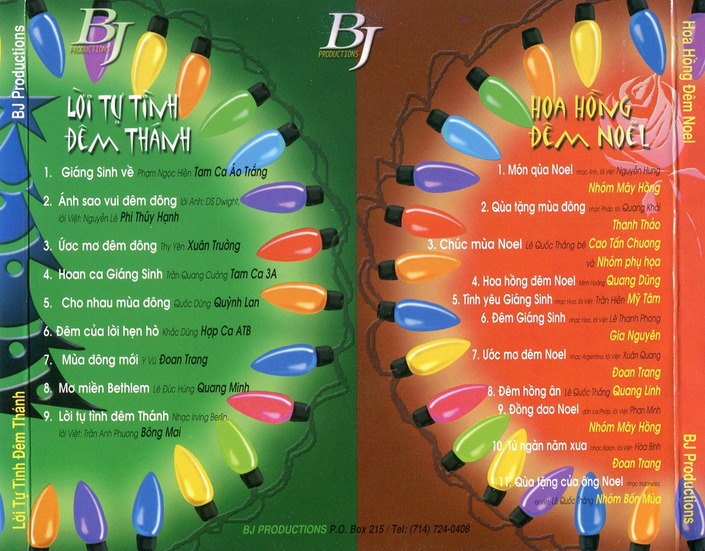 BJ Productions CD - Lời Tự Tình Đêm Thánh, Hoa Hồng Đêm Noel