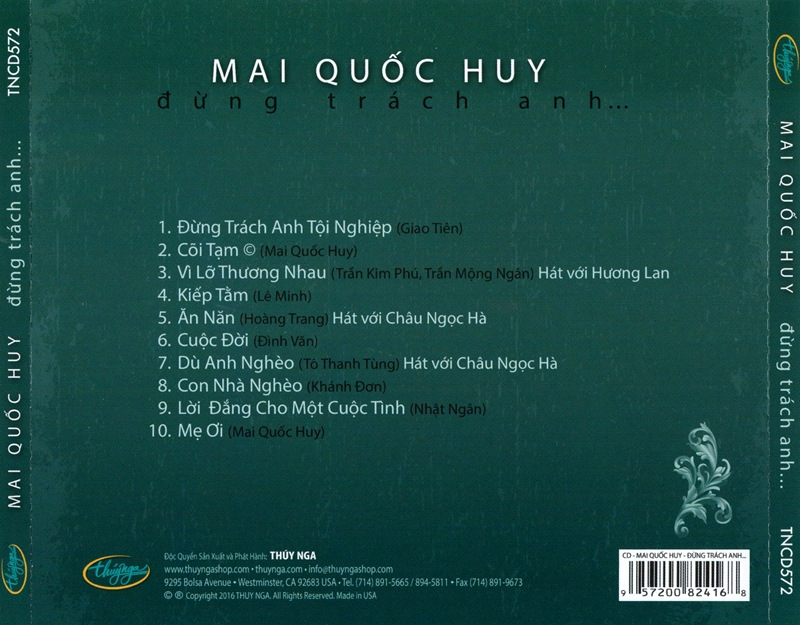 Thúy Nga CD572 - Đừng Trách Anh