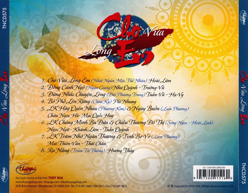 Thúy Nga CD575 - Cho Vừa Lòng Em