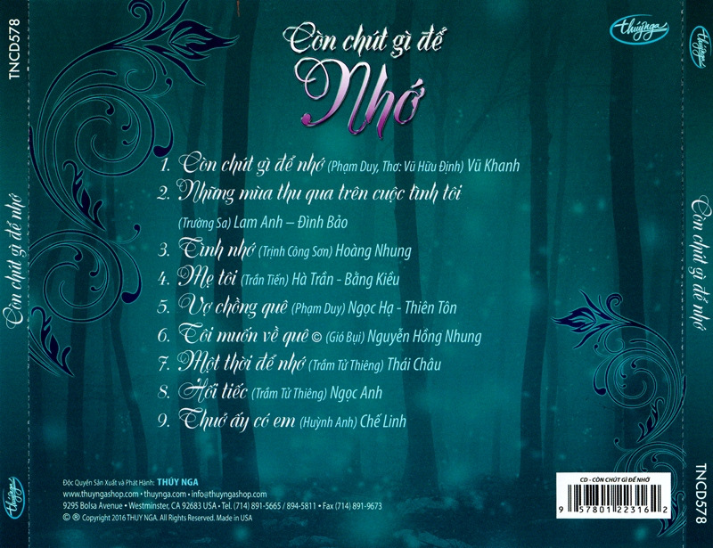 Thúy Nga CD578 - Còn Chút Gì Để Nhớ