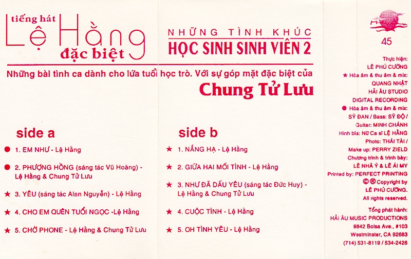 Tape Hải Âu 45 - Tình Khúc Học Sinh Sinh Viên 2