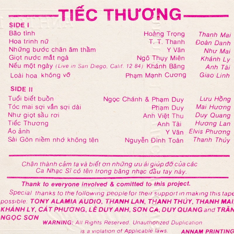 Tape Anh Tài 1 - Tiếc Thương