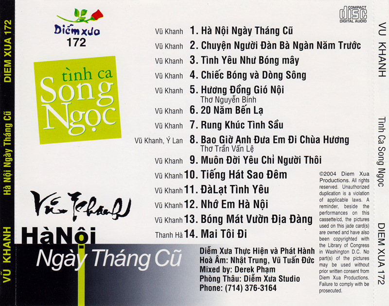 Diễm Xưa CD172 - Hà Nội Ngày Tháng Cũ