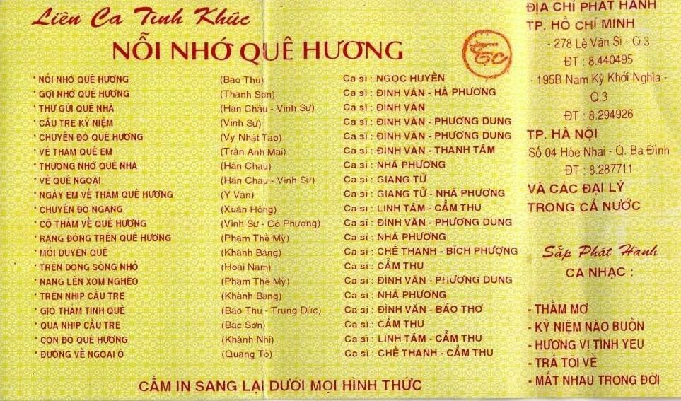 Băng Nhạc Quê Hương - Nỗi Nhớ Quê Hương