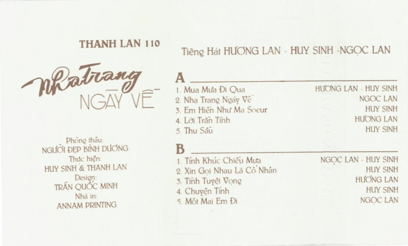 Tape Thanh Lan 110 - Nha Trang Ngày Về