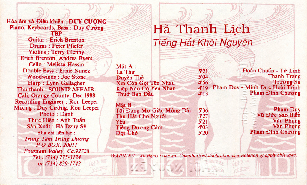 Trùng Dương - Tiếng Hát Khôi Nguyên, Hà Thanh Lịch - Tape