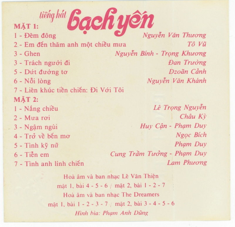 Tú Quỳnh - Tiếng Hát Bạch Yến - Tape