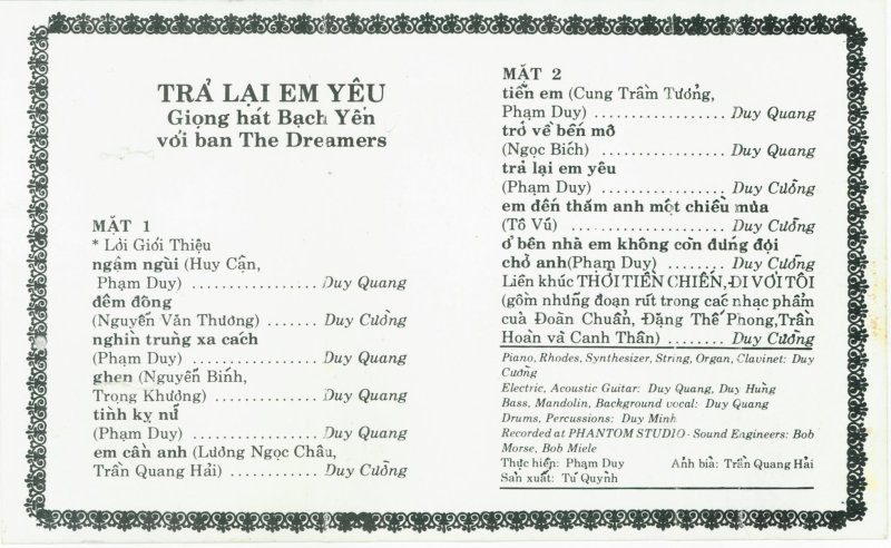 Tú Quỳnh - Trả Lại Em Yêu - Tape