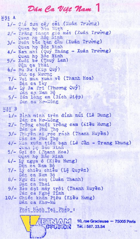 Dân Ca Việt Nam 1 - Tape
