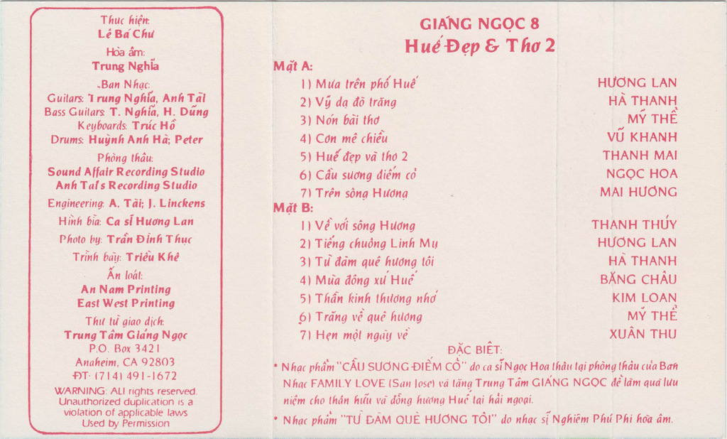 Tape Giáng Ngọc 8 - Huế Đẹp Thơ 2