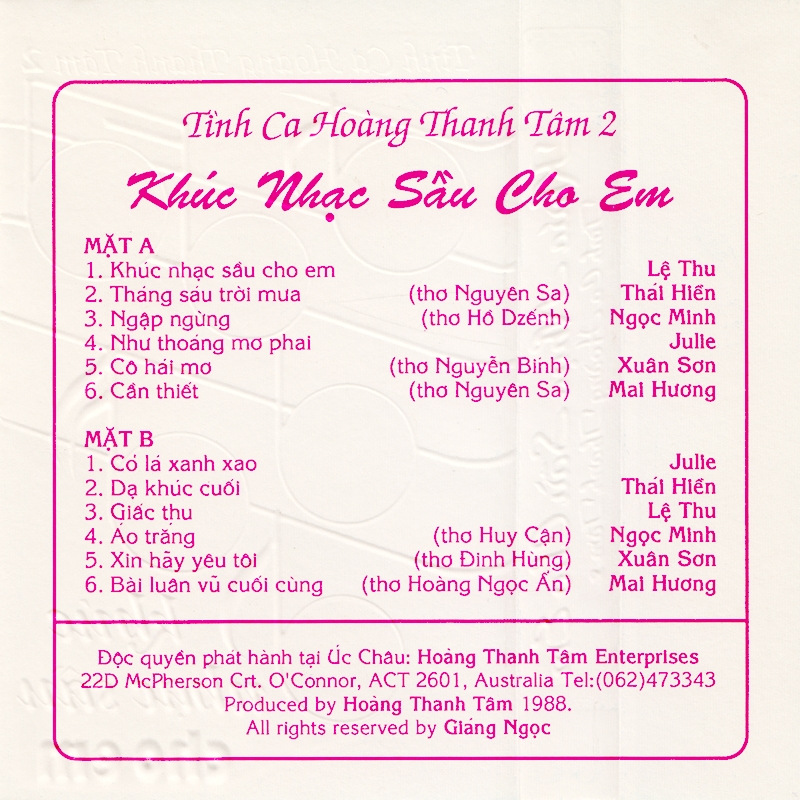 Tape Giáng Ngọc 68 - Khúc Nhạc Sầu Cho Em