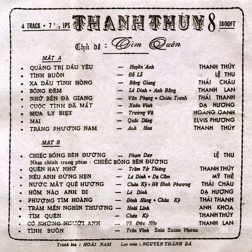Tape Thanh Thúy 8 - Tìm Quên