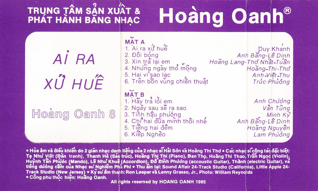 Tape Hoàng Oanh 8 - Ai Ra Xứ Huế