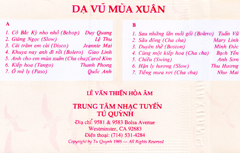 Tape Tú Quỳnh 9 - Dạ Vũ Mùa Xuân