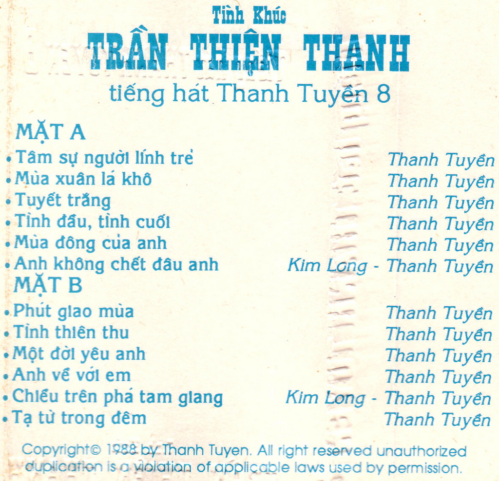 Tape Thanh Tuyền 8 - Tình Khúc Trần Thiện Thanh