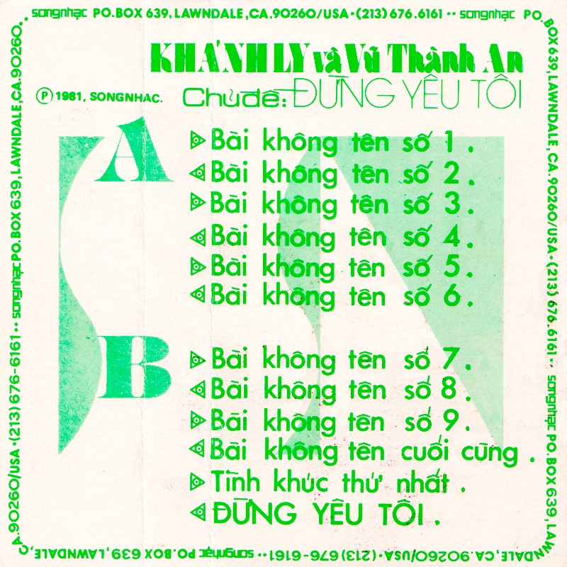 Tape Sóng Nhạc - Khánh Ly và Vũ Thành An - Đừng Yêu Tôi