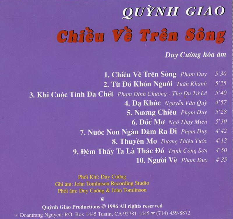 Quỳnh Giao CD - Chiều Về Trên Sông