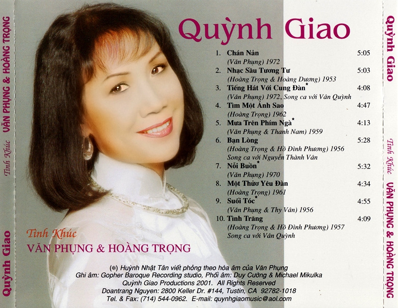Quỳnh Giao CD - Tình Khúc Văn Phụng, Hoàng Trọng