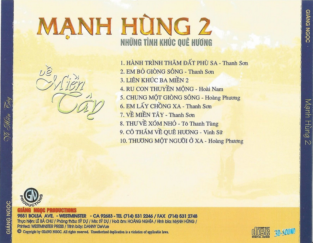 Giáng Ngọc CD - Về Miền Tây