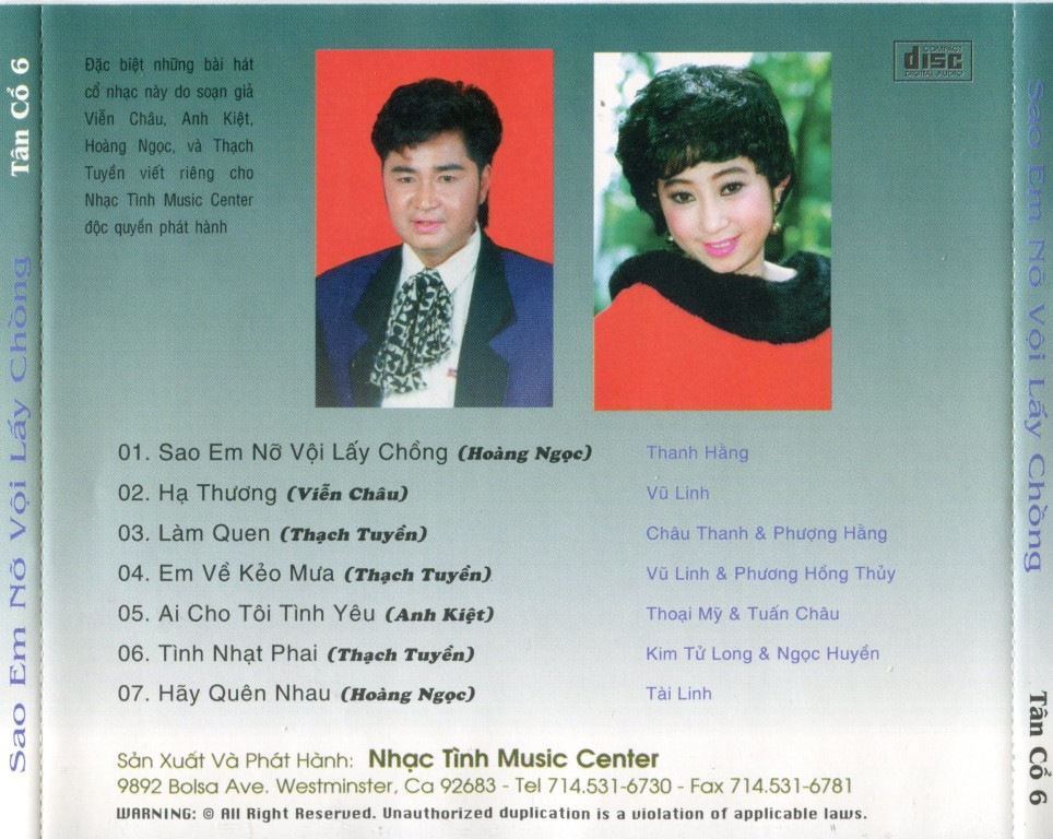Nhạc Tình CD - Sao Em Nỡ Vội Lấy Chồng (Tân Cổ)