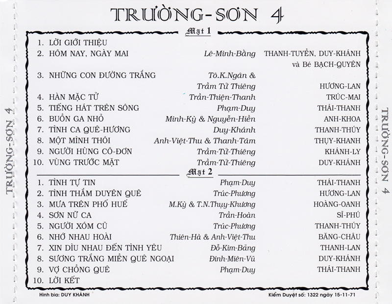 Trường Sơn CD4 - Hôm Nay Ngày Mai