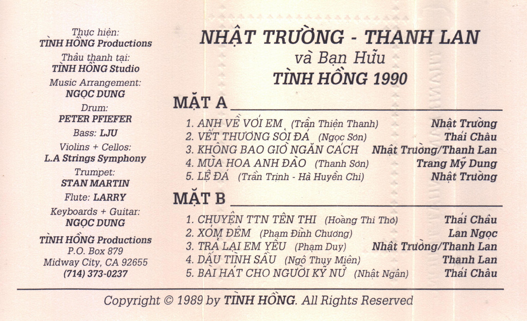 Tape Tình Hồng 1990 - Nhật Trường - Thanh Lan và Bằng Hữu