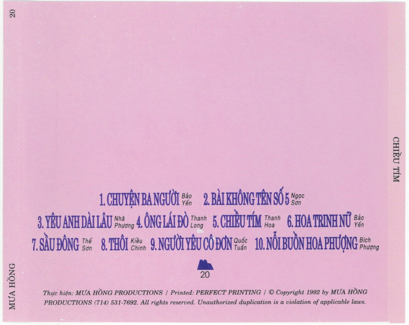 Mưa Hồng CD020 - Chiều Tím
