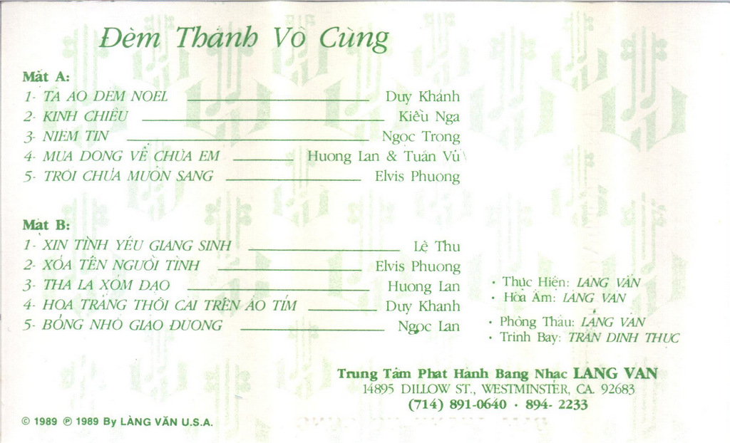 Tape Làng Văn 109 - Đêm Thánh Vô Cùng