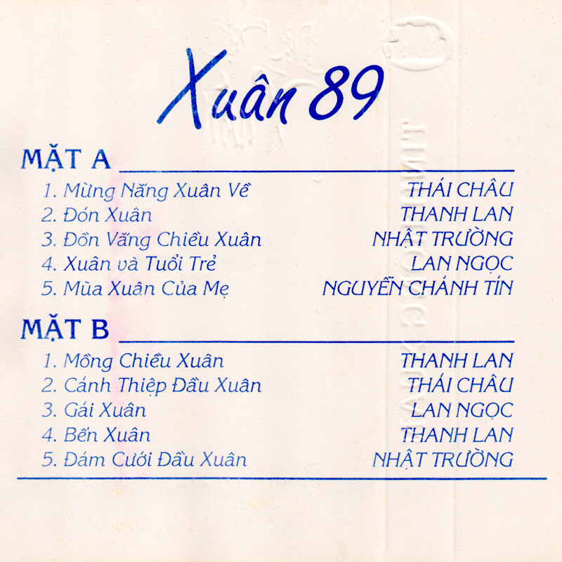 Tape Tình Hồng - Xuân 89