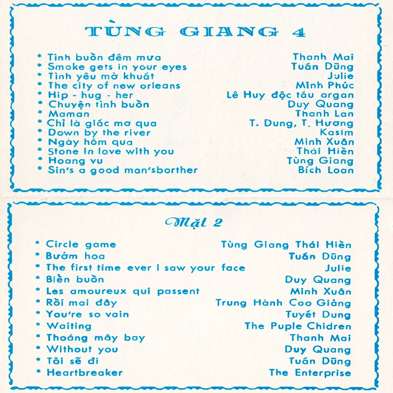 Tape Bốn Phương - Nhạc Trẻ Tùng Giang 4