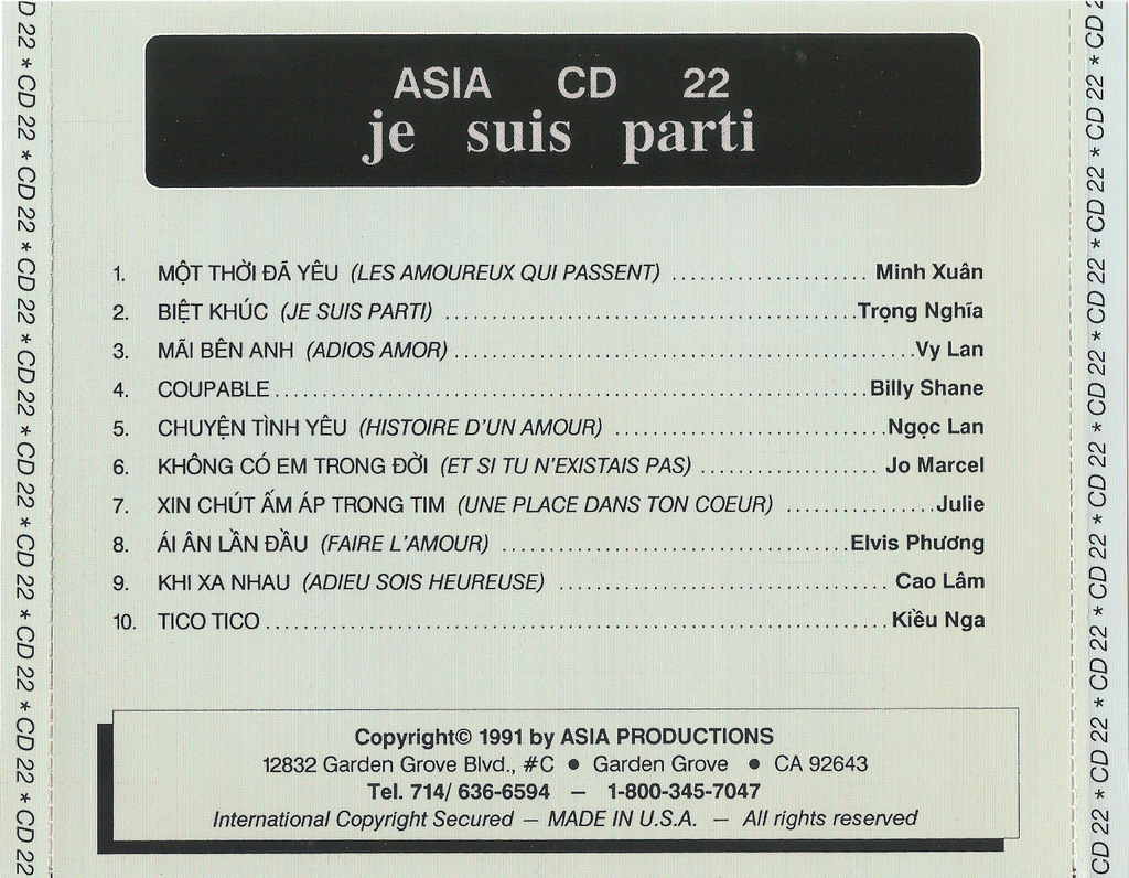 Asia CD022 - Je Suis Parti