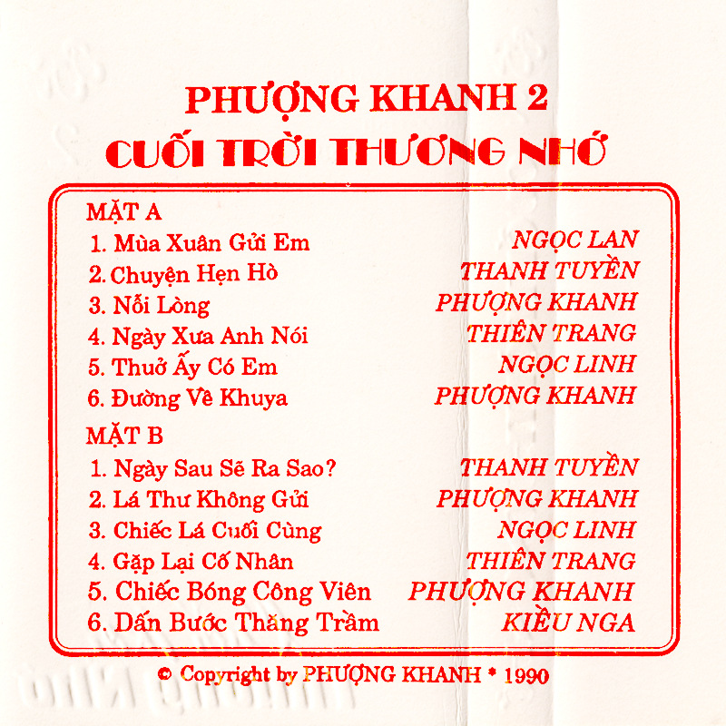 Tape Phượng Khanh 2 - Cuối Trời Thương Nhớ