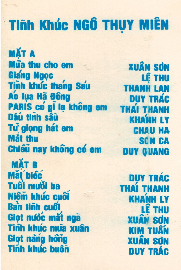 Tape Bốn Phương - Tình Khúc Ngô Thụy Miên