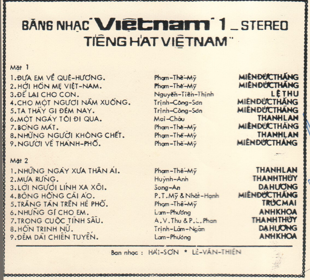 Tape Việt Nam 1 - Miên Đức Thắng Và Tiếng Hát Việt Nam