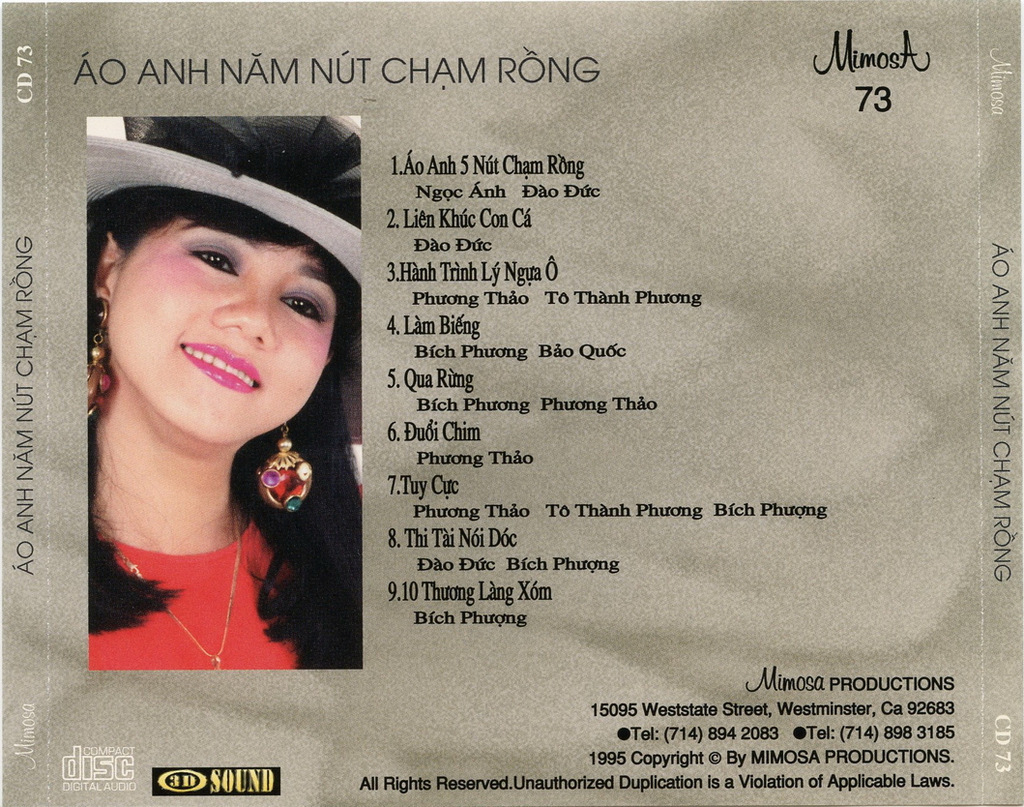 Mimosa CD073 - Áo Anh Năm Nút Chạm Rồng