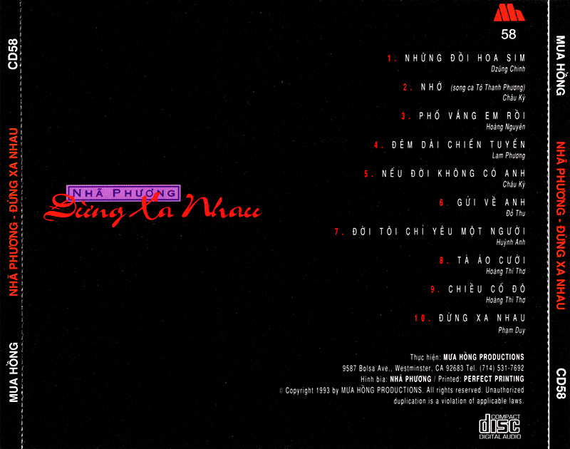 Mưa Hồng CD058 - Nhã Phương - Đừng Xa Nhau