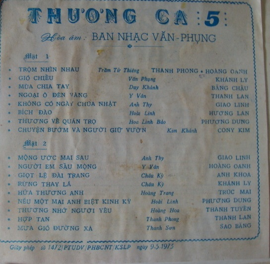 Tape Thương Ca 5 - Nhạc Tình Năm Cũ